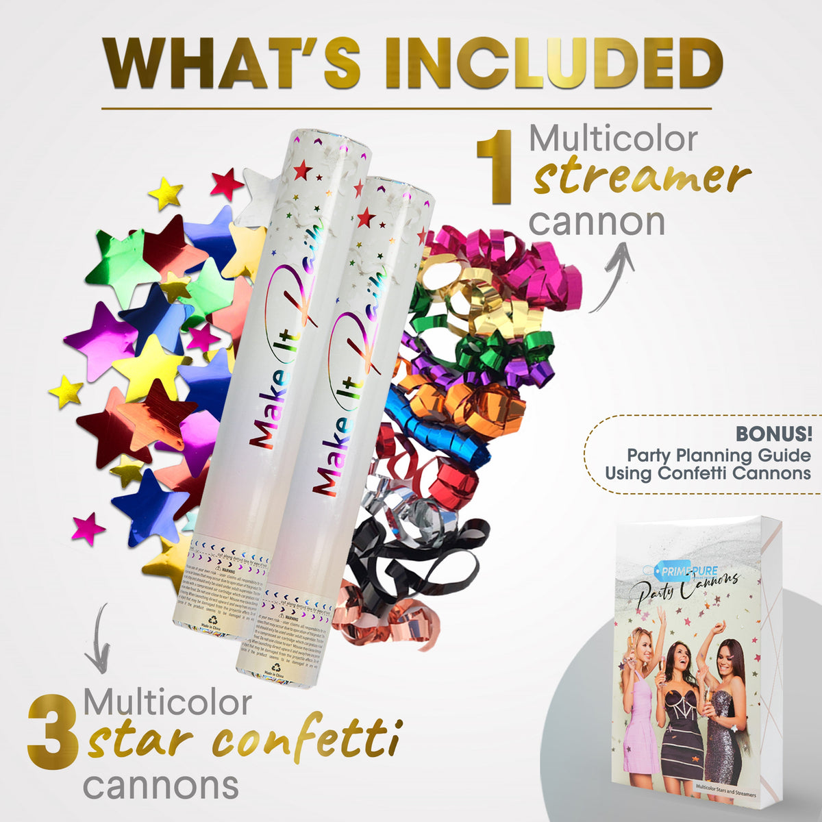 Party Star Confetti & Streamer Cannon for Celebrations PRIMEPURE