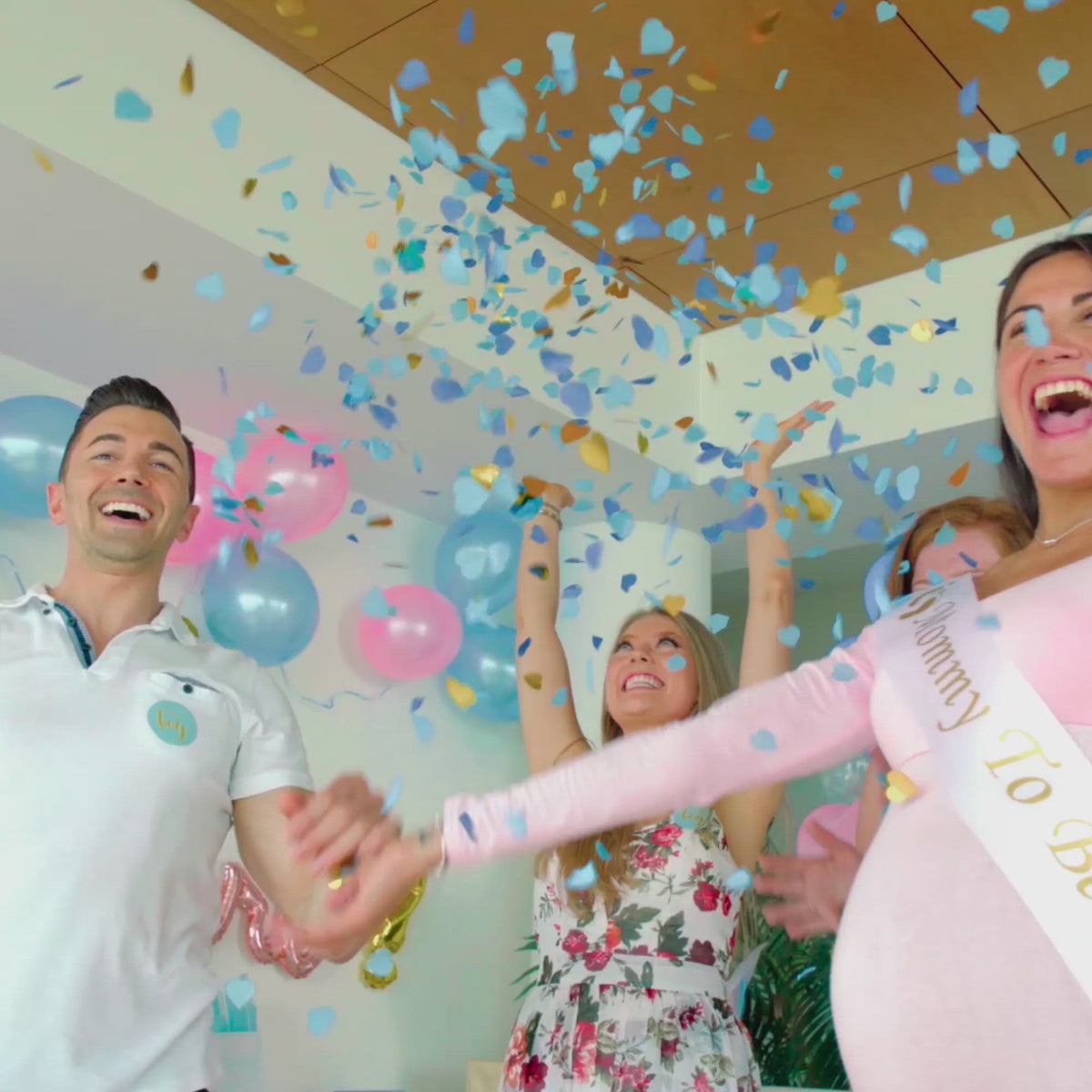 Gender Reveal Hearts Confetti Cannon 2 Pack in Pink or Blue PRIMEPURE