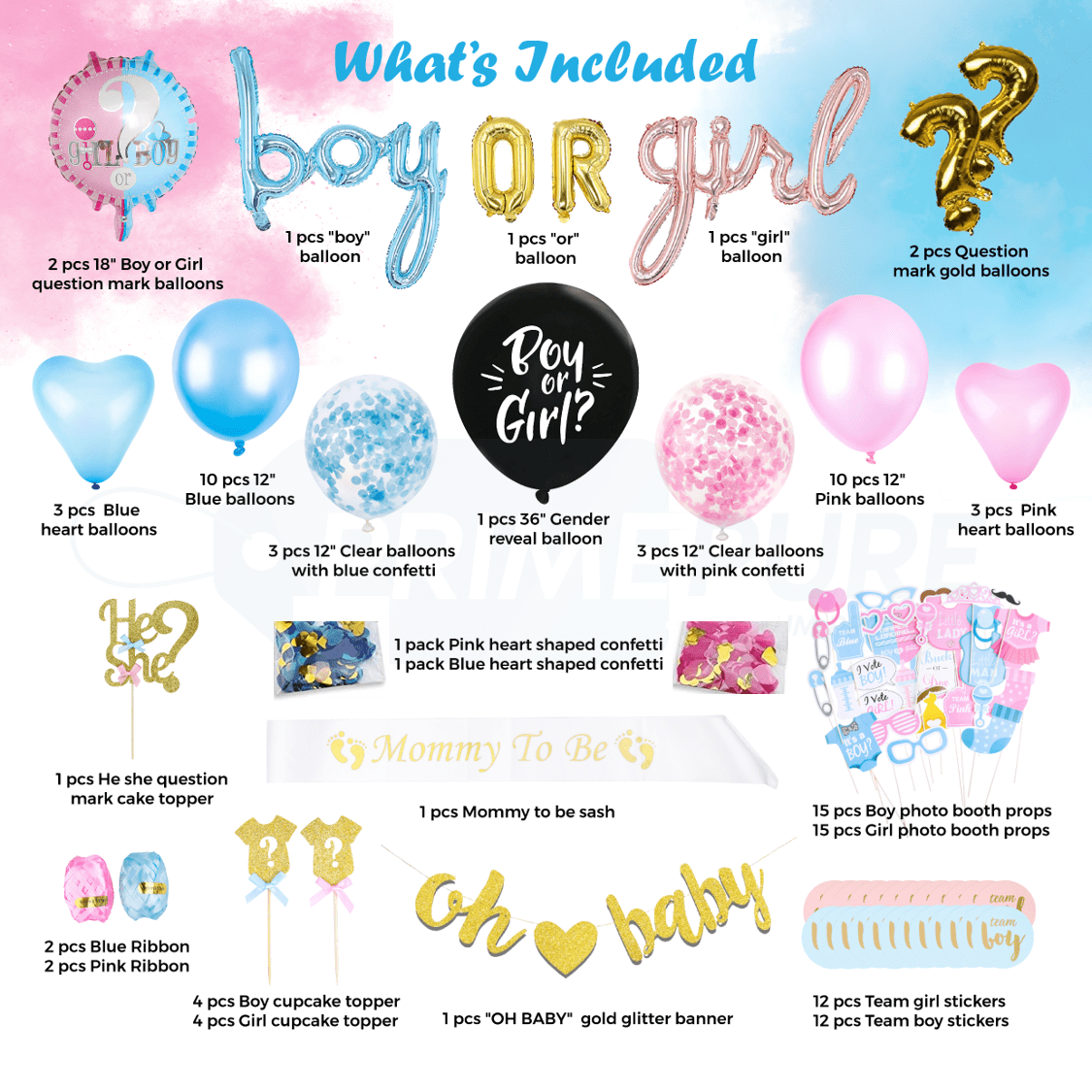 Gender Reveal Balloon Kit Boy or Girl Giant Gender Reveal Balloon Confetti  Ballon Gender Reveal Party Baby Shower Balloon 