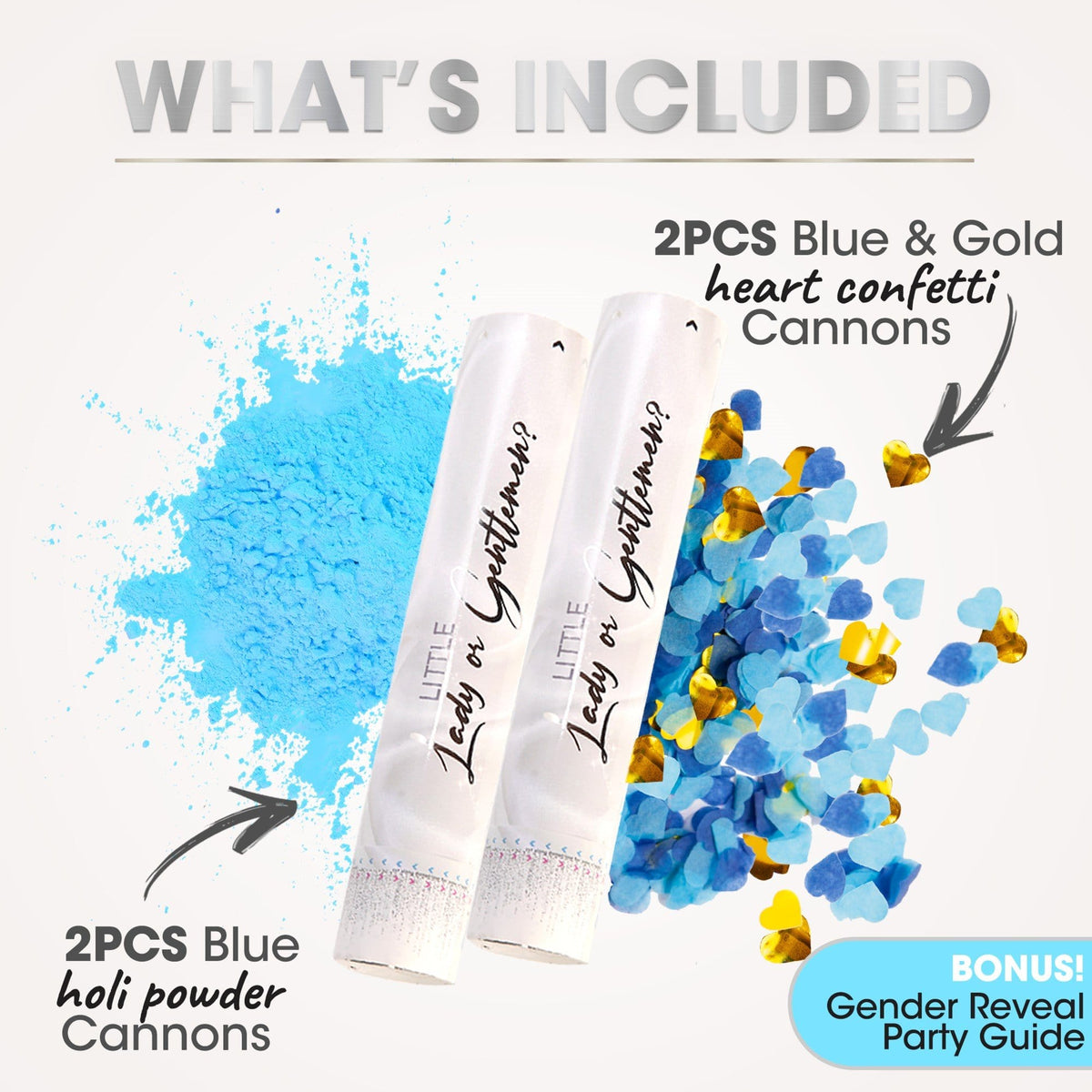 Gender Reveal Powder and Heart Shaped Confetti Cannons PRIMEPURE